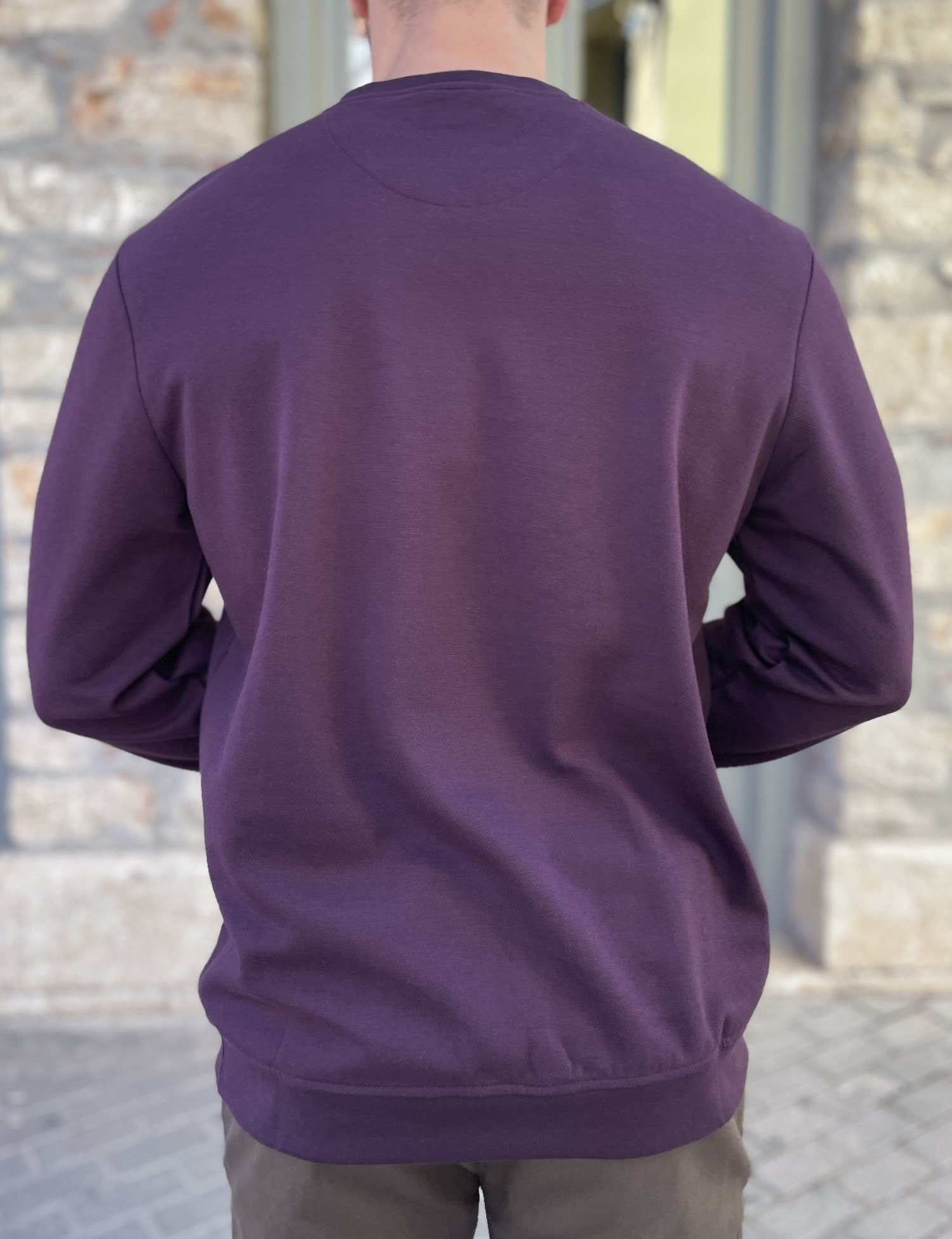 Ανδρική μπορντό πικέ μακρυμάνικη μπλούζα 4403R φωτογραφία